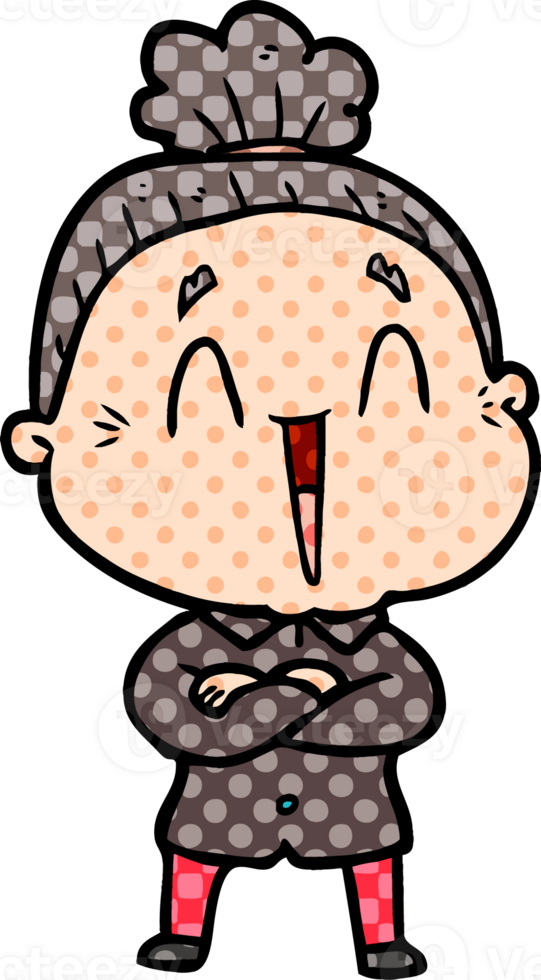 cartoon happy old lady drawing png