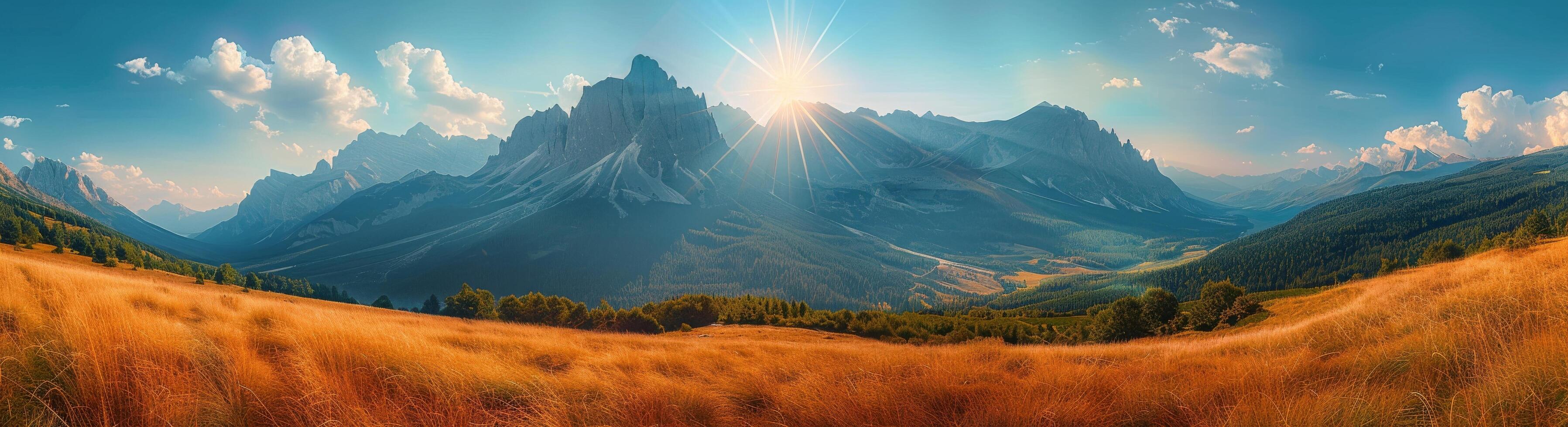 Sunlit Mountain Range in Early Morning Light photo