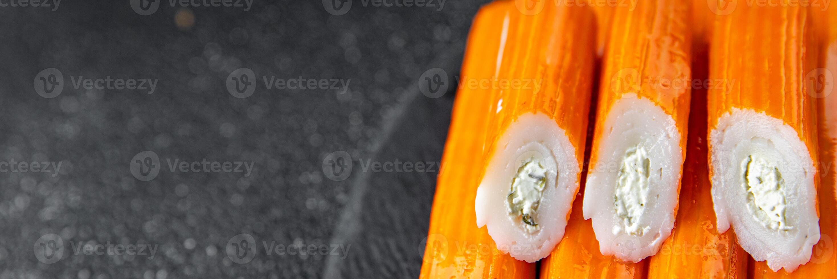 crab stick stuffing cream cheese fresh appetizer meal food snack on the table copy space food photo