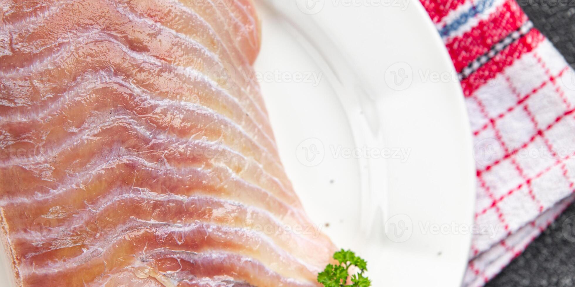 tilapia raw fish fillet seafood fresh appetizer meal food snack on the table copy space food photo
