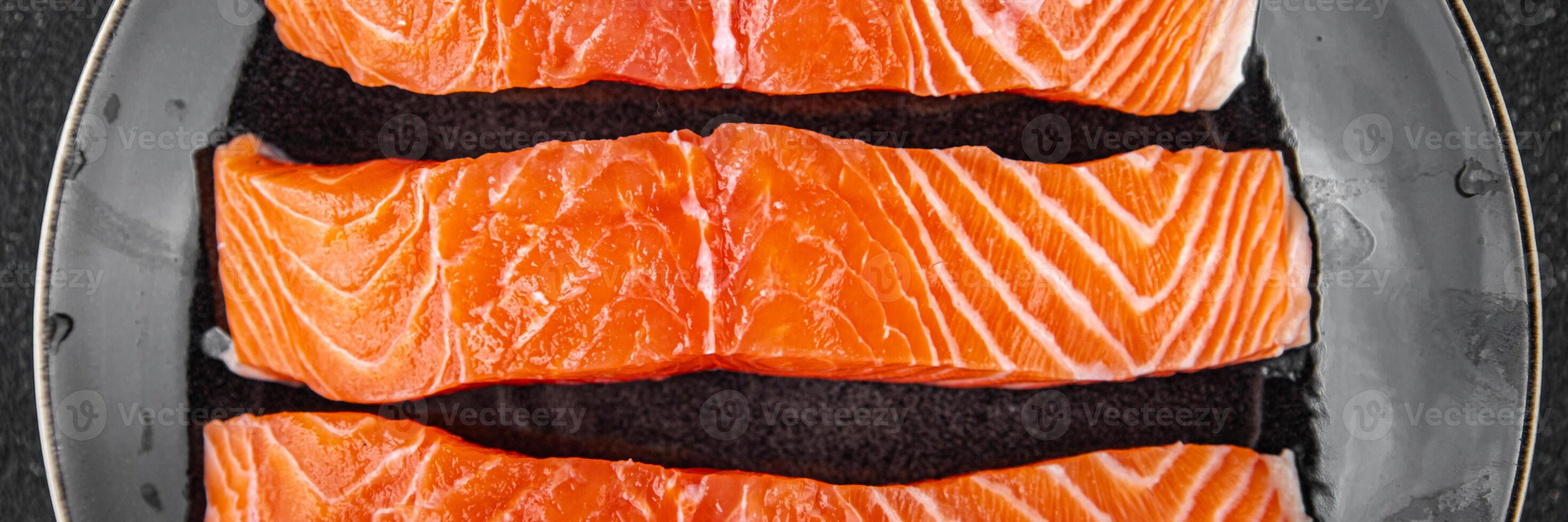 raw salmon fillet red fish seafood meal food snack on the table copy space food background photo
