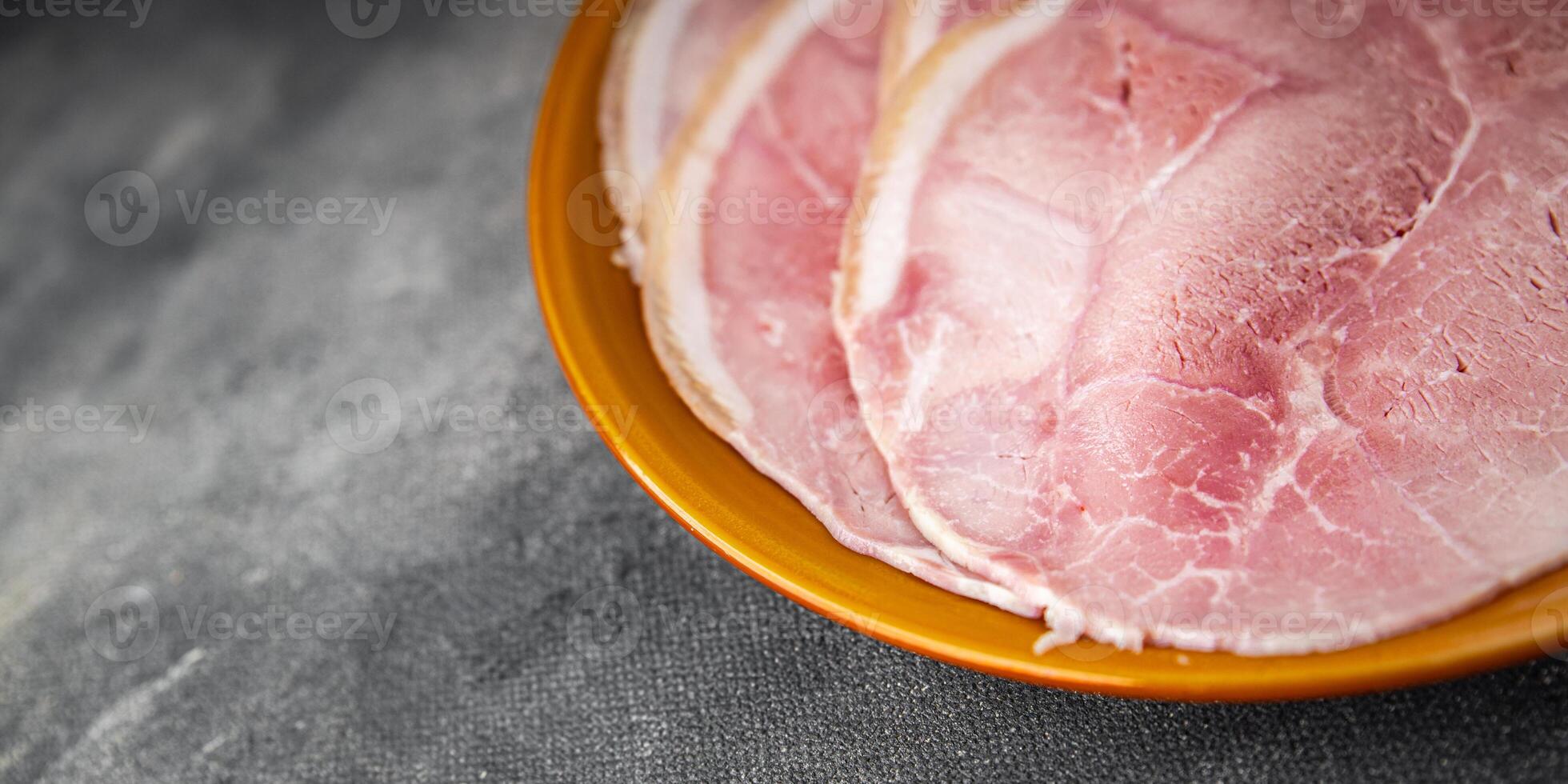ham pork slice meat food fresh meal food snack on the table copy space food background rustic top photo