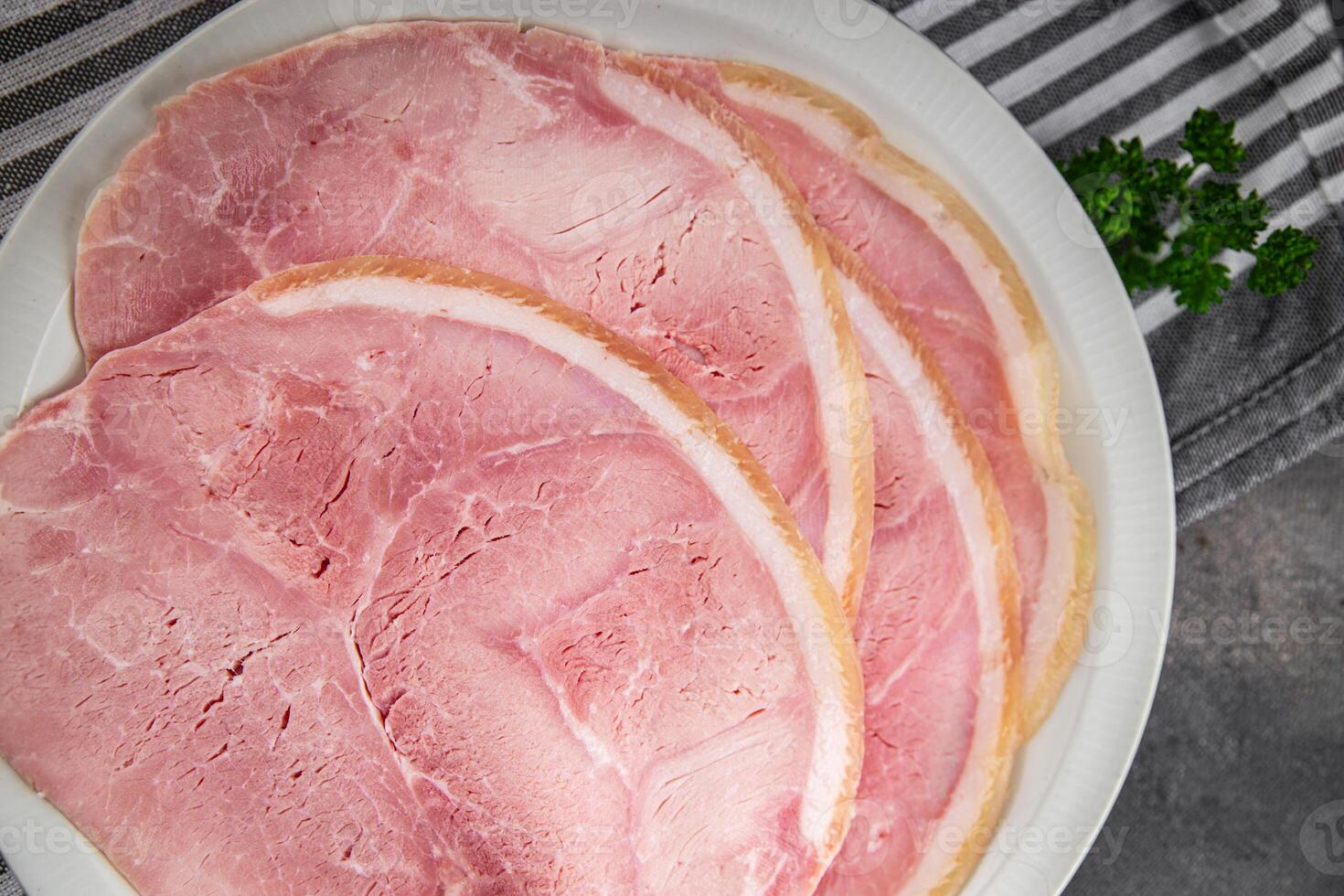 ham pork slice meat food fresh meal food snack on the table copy space food background rustic top photo