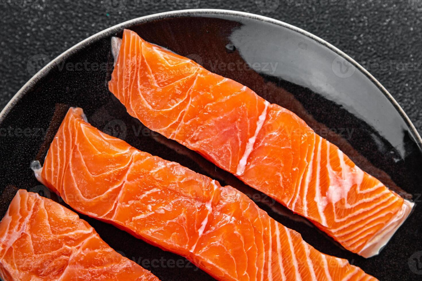 raw salmon fillet red fish seafood meal on the table copy space food background top view photo