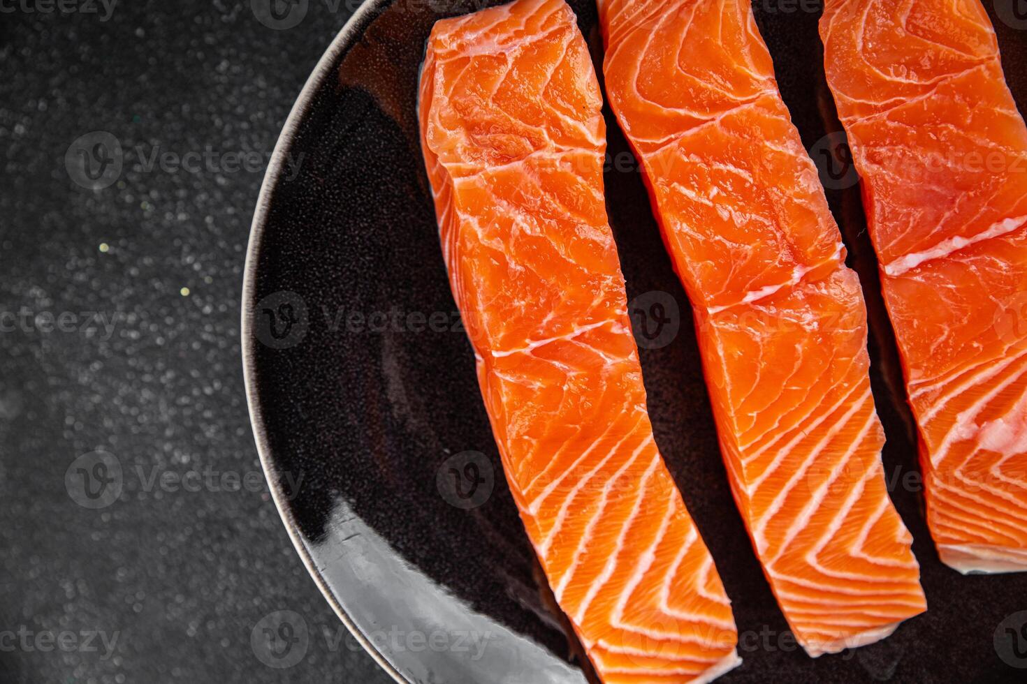 raw salmon fillet red fish seafood meal food snack on the table copy space food background rustic top view photo