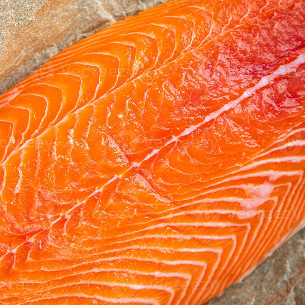 raw salmon fillet red fish seafood meal food snack on the table copy space food background rustic top view photo
