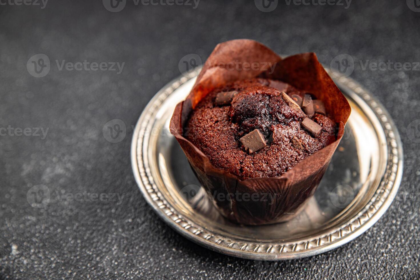 muffin chocolate cupcake sweet dessert cake appetizer meal food snack on the table copy space food background rustic top view photo