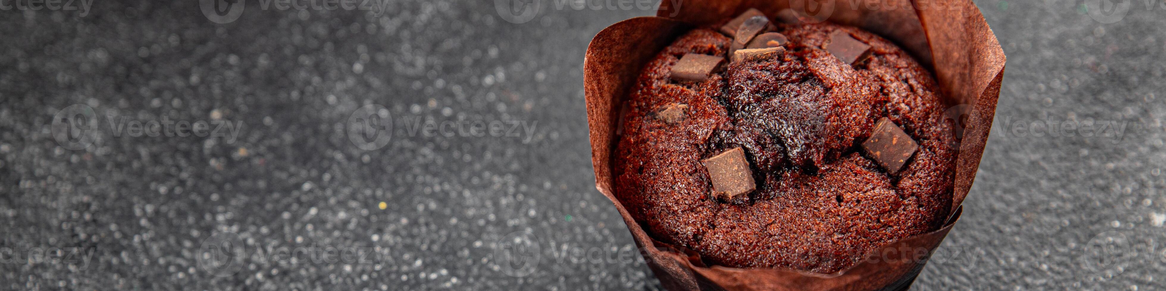 muffin chocolate cupcake sweet dessert cake appetizer meal food snack on the table copy space food background rustic top view photo