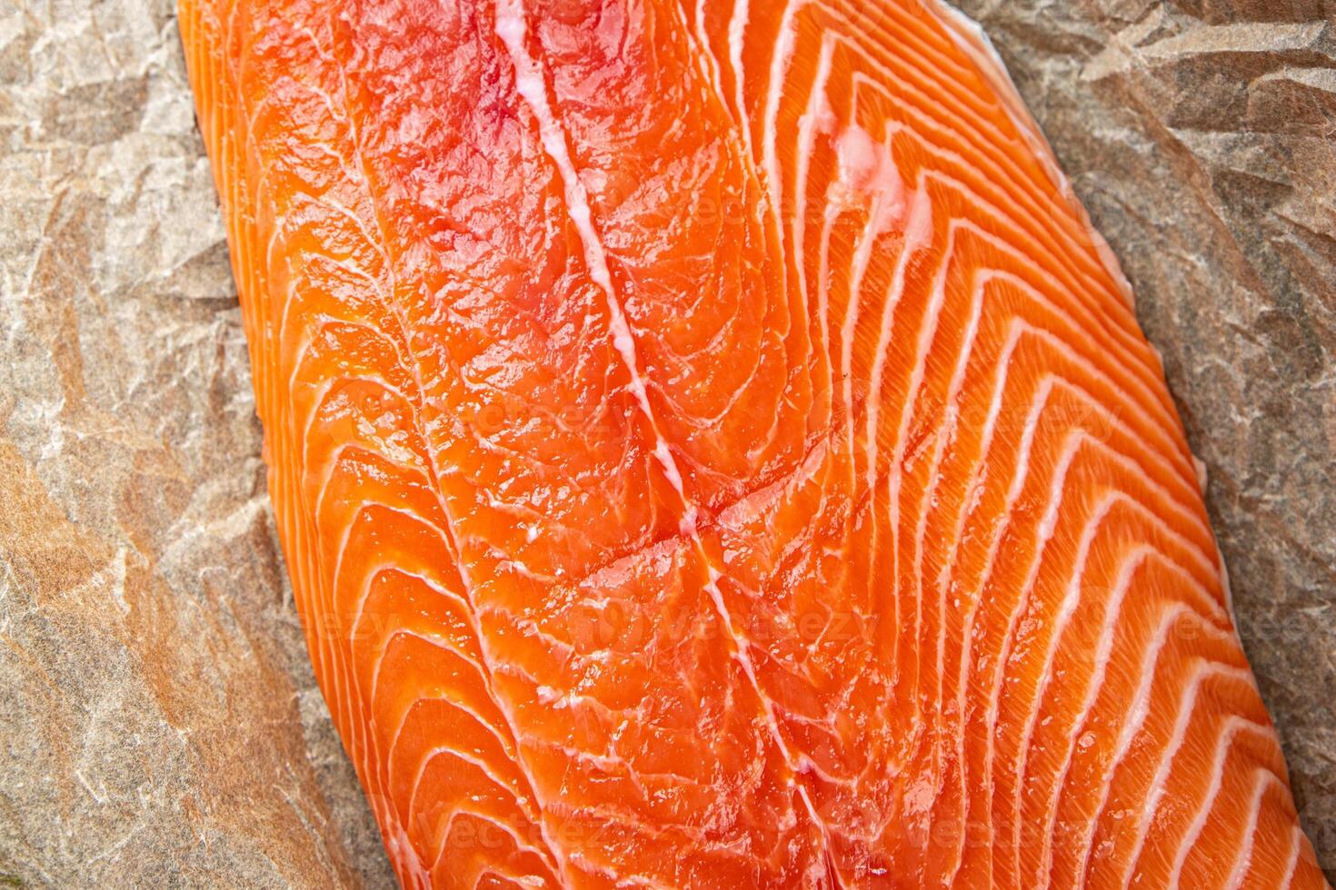 raw salmon fillet red fish seafood meal food snack on the table copy space food background rustic top view photo