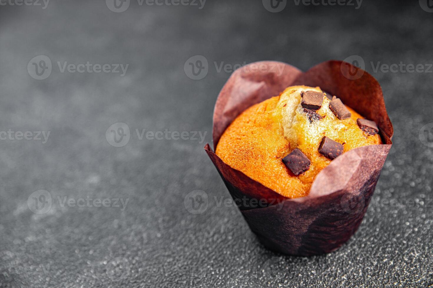 muffin chocolate cupcake sweet dessert cake appetizer meal food snack on the table copy space food background rustic top view photo