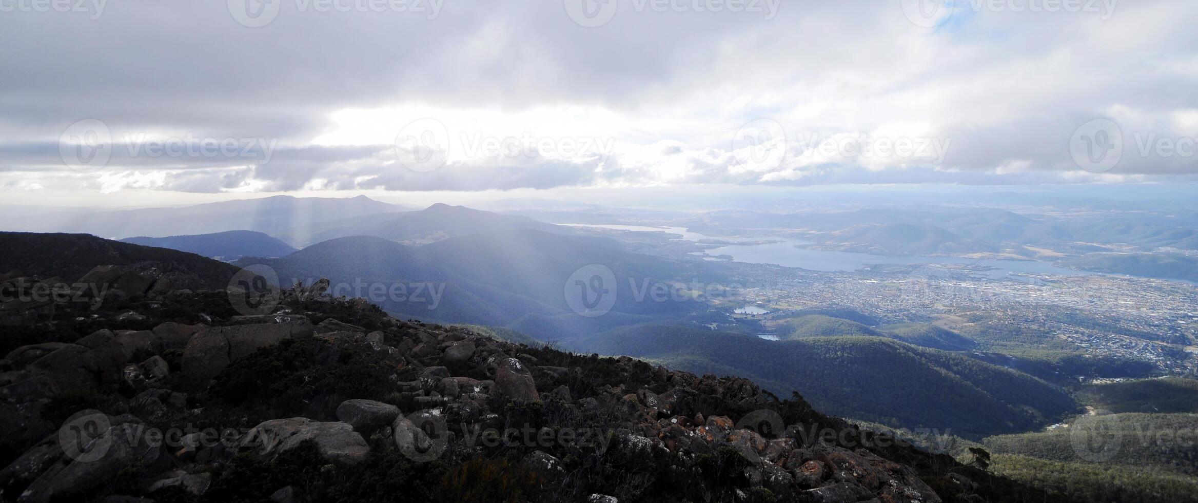 Panorama view of Mt.Wellington Peak in Hobart Tasmania Australia photo
