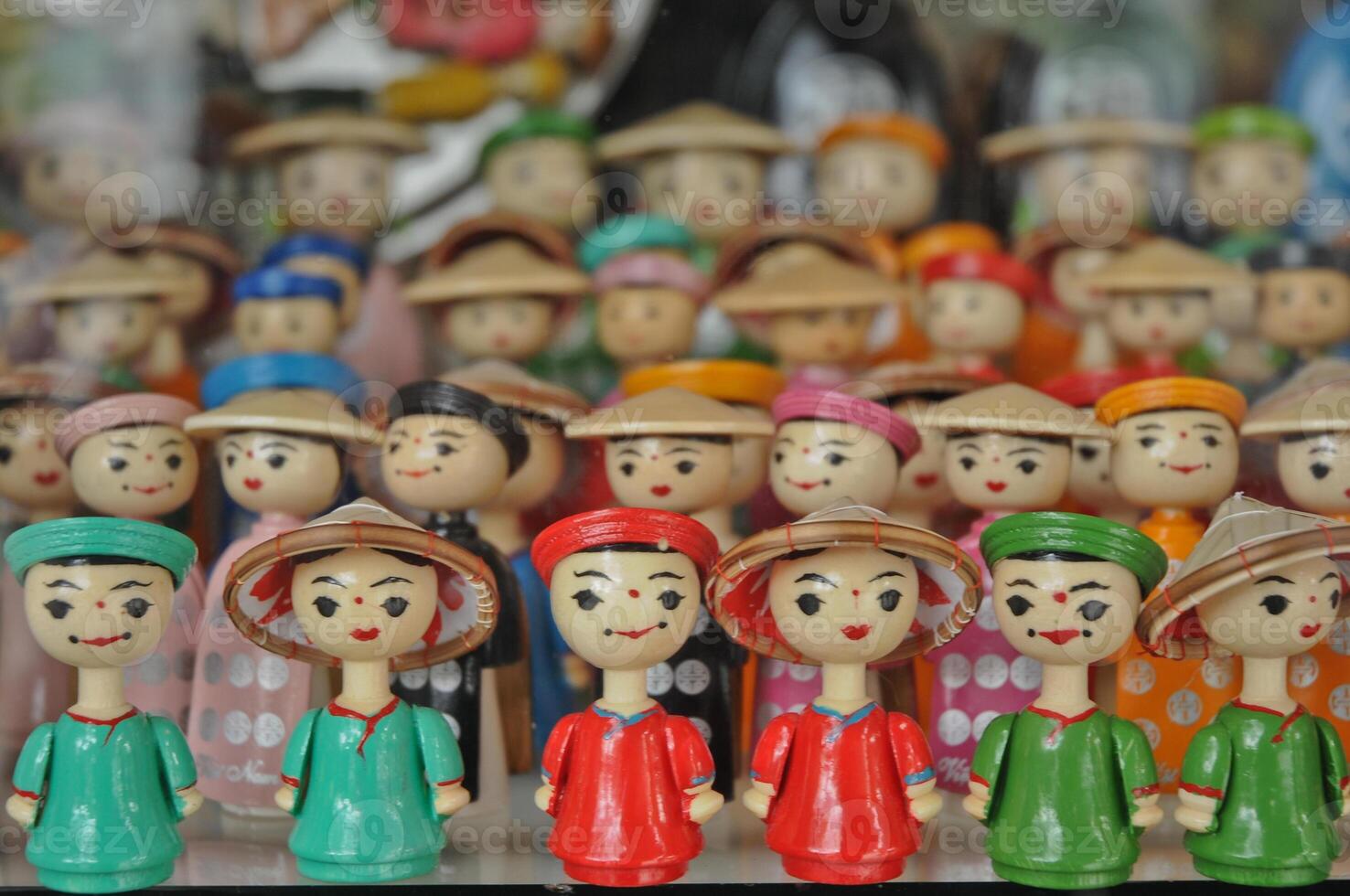 Vietnamese wooden traditional dolls in Hanoi photo