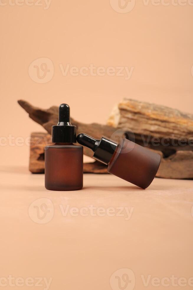 Rustic Amber Dropper Bottles for Natural Skincare Products photo
