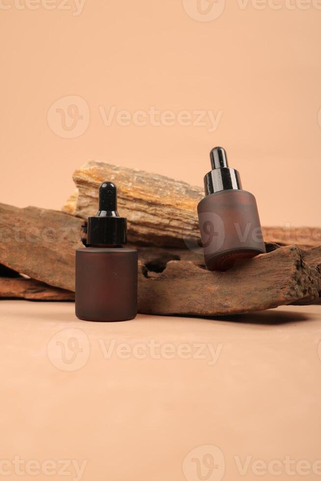 Rustic Amber Dropper Bottles for Skincare and Essential Oils photo