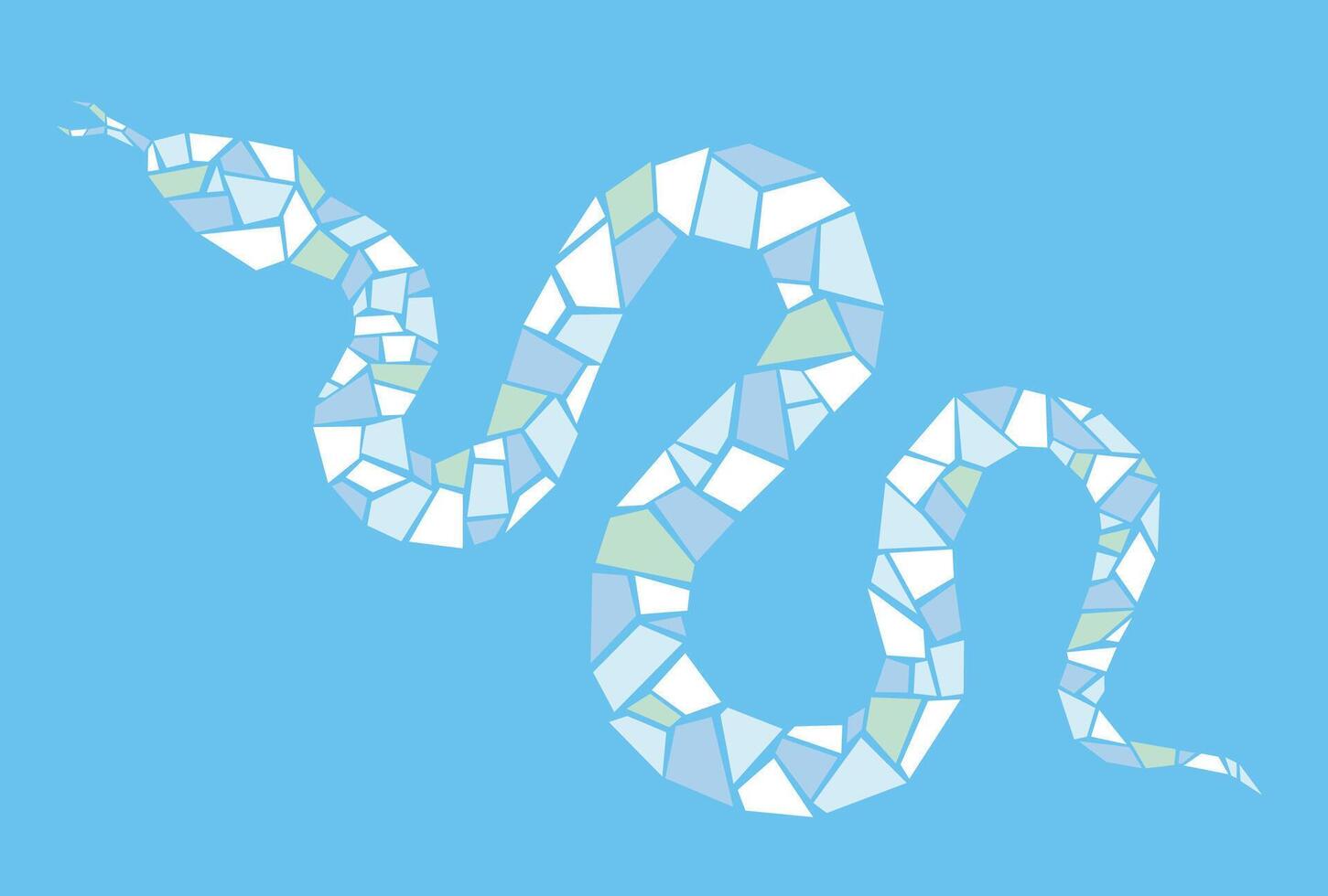 Mosaic Snake Illustration Isolated On A Blue Background. Year Of The Snake Chinese Zodiac Symbol. vector
