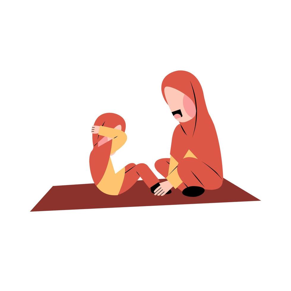 Illustration Of Muslim Family Exercising vector