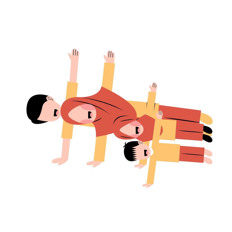 Muslim Family Stretching Together Illustration vector