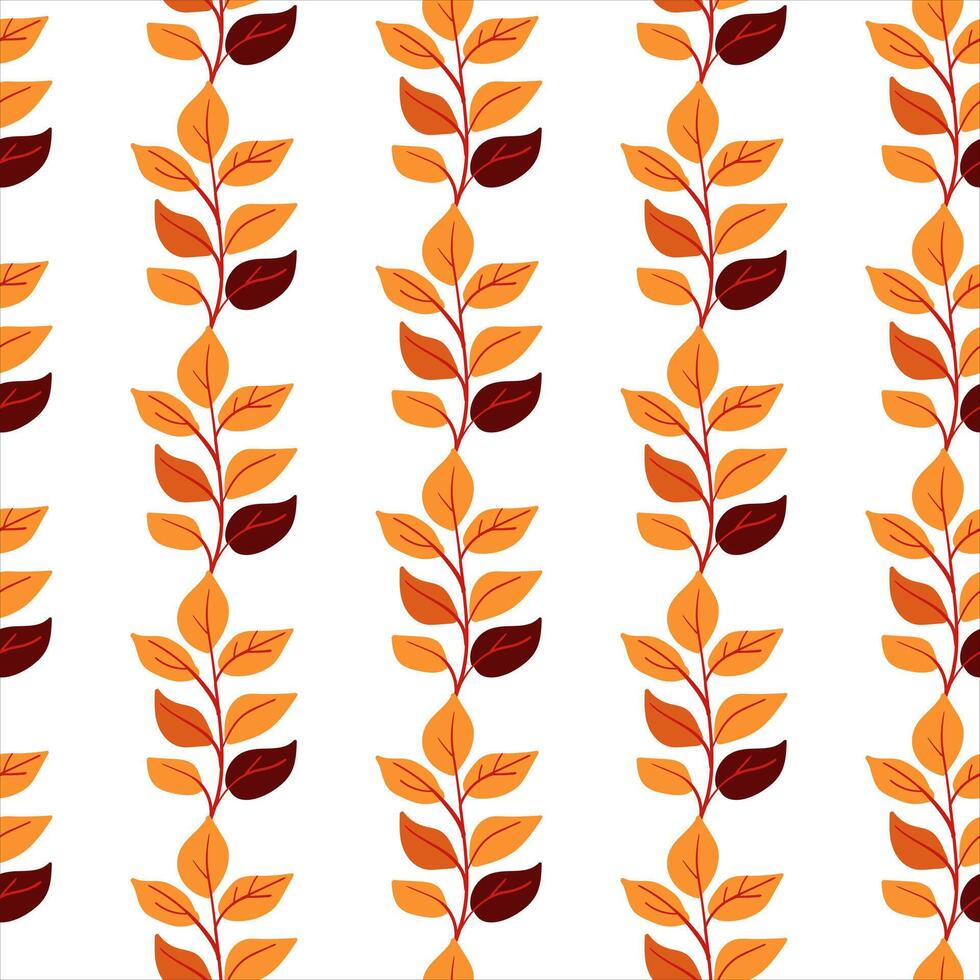 Seamless pattern autumn branch. Yellow plant. Isolated object. Hand drown. illustration vector