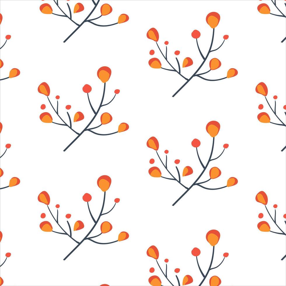 Seamless pattern autumn branch. Graceful plant. Isolated object. illustration vector