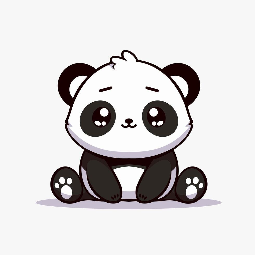 a cartoon panda bear sitting down vector