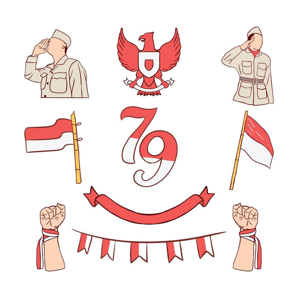 Hand Drawn Illustration of Indonesian Independence Day vector