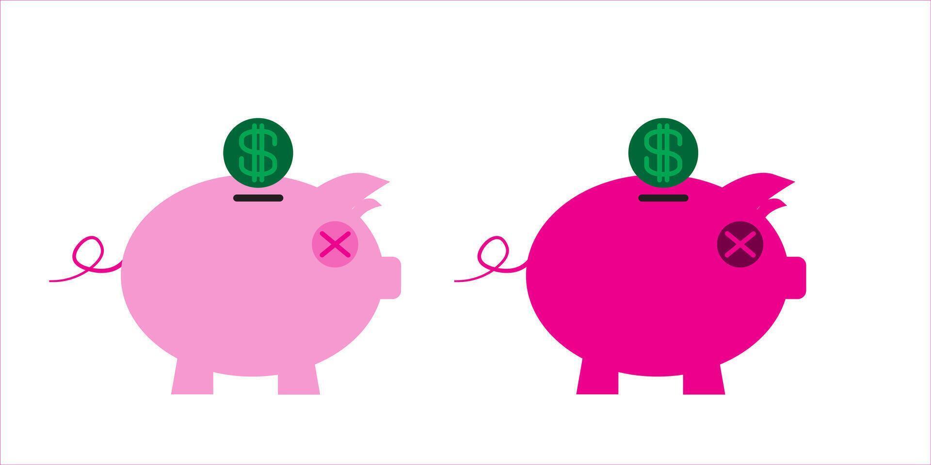 Piggy bank icon. Piggybank with falling coins. vector