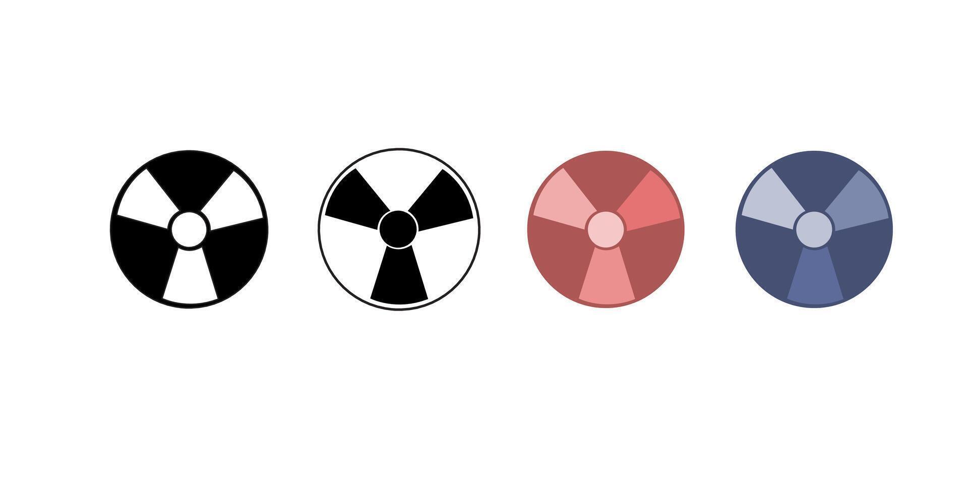 adiation Hazard Sign. Symbol of radioactive threat alert. Black hazard emblem isolated in yellow circle on white background. vector