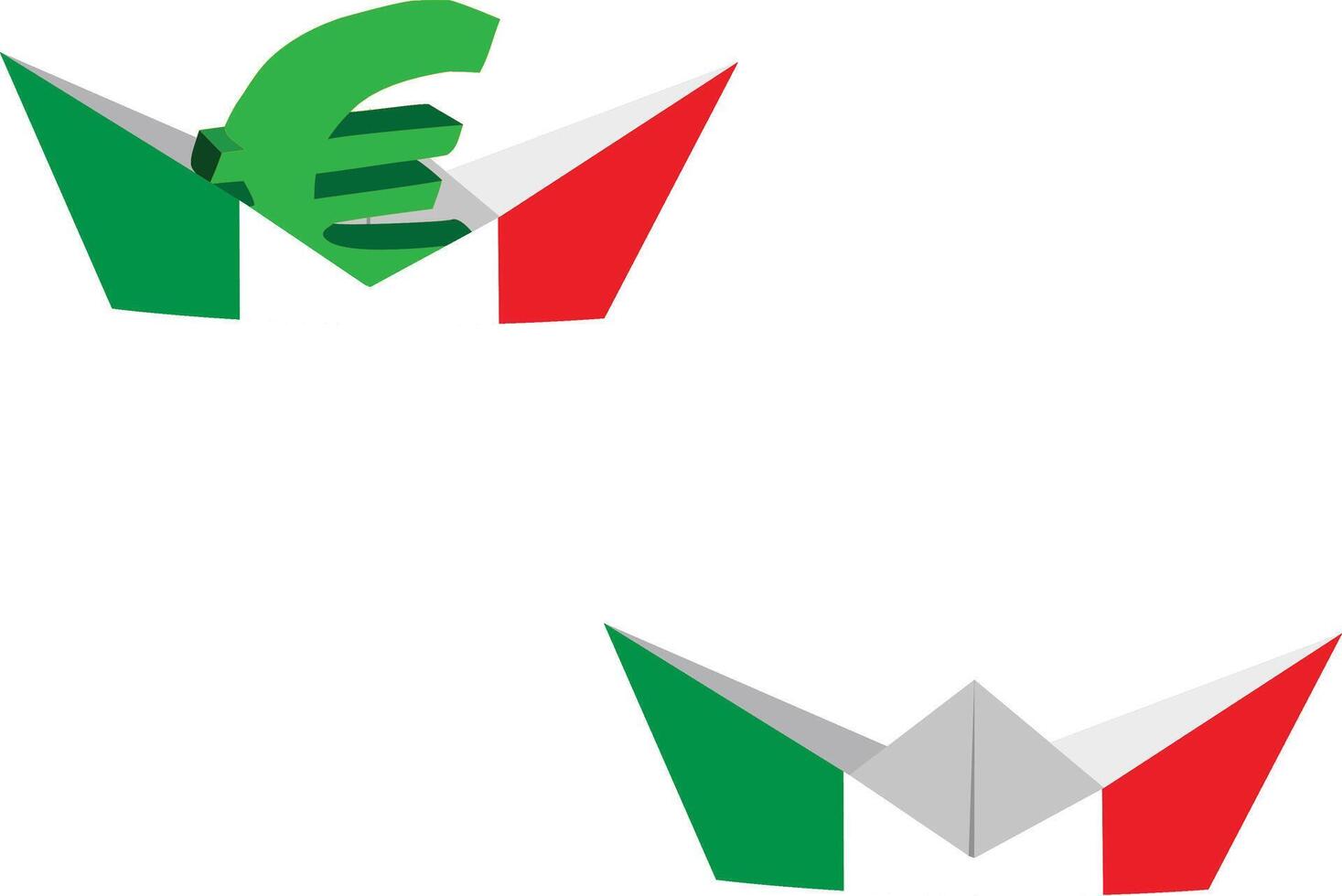 two folded origami paper logos that have a money sign in the middle- vector