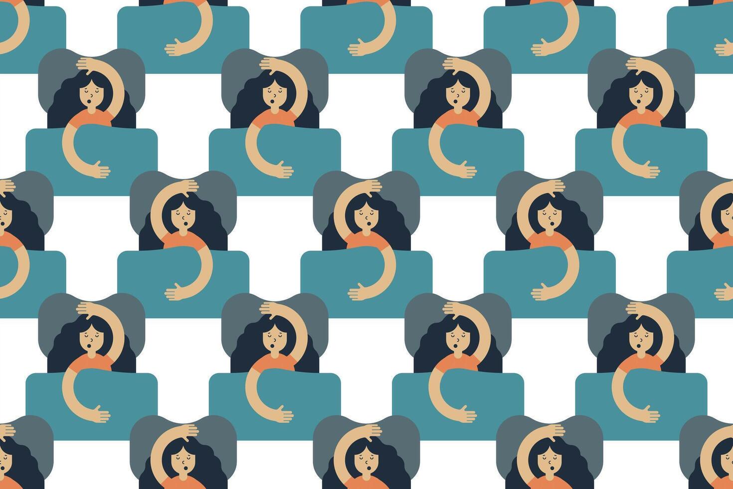 Sleeping women seamless pattern background illustration vector
