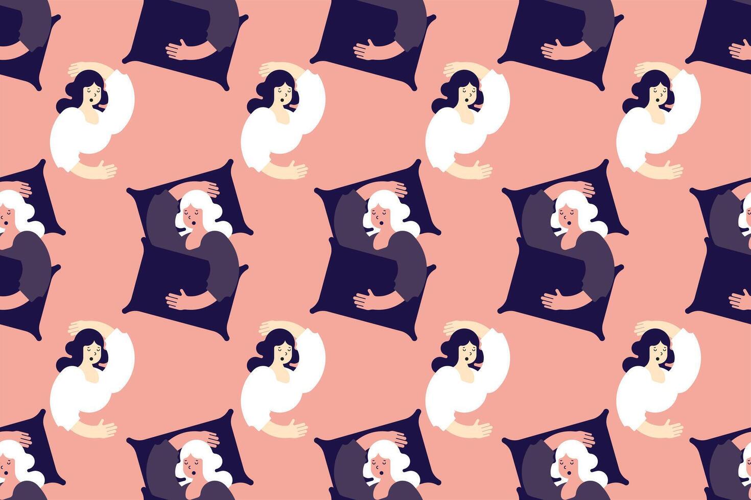 Sleeping women seamless pattern background illustration vector