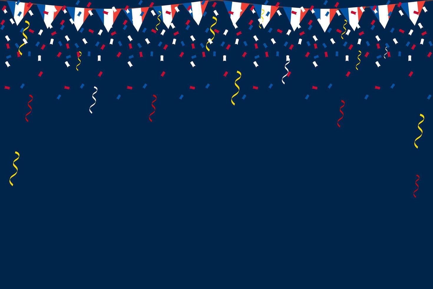 French flag bunting Eiffel background for Bastille Day. Tricolour backdrop banner design illustration vector
