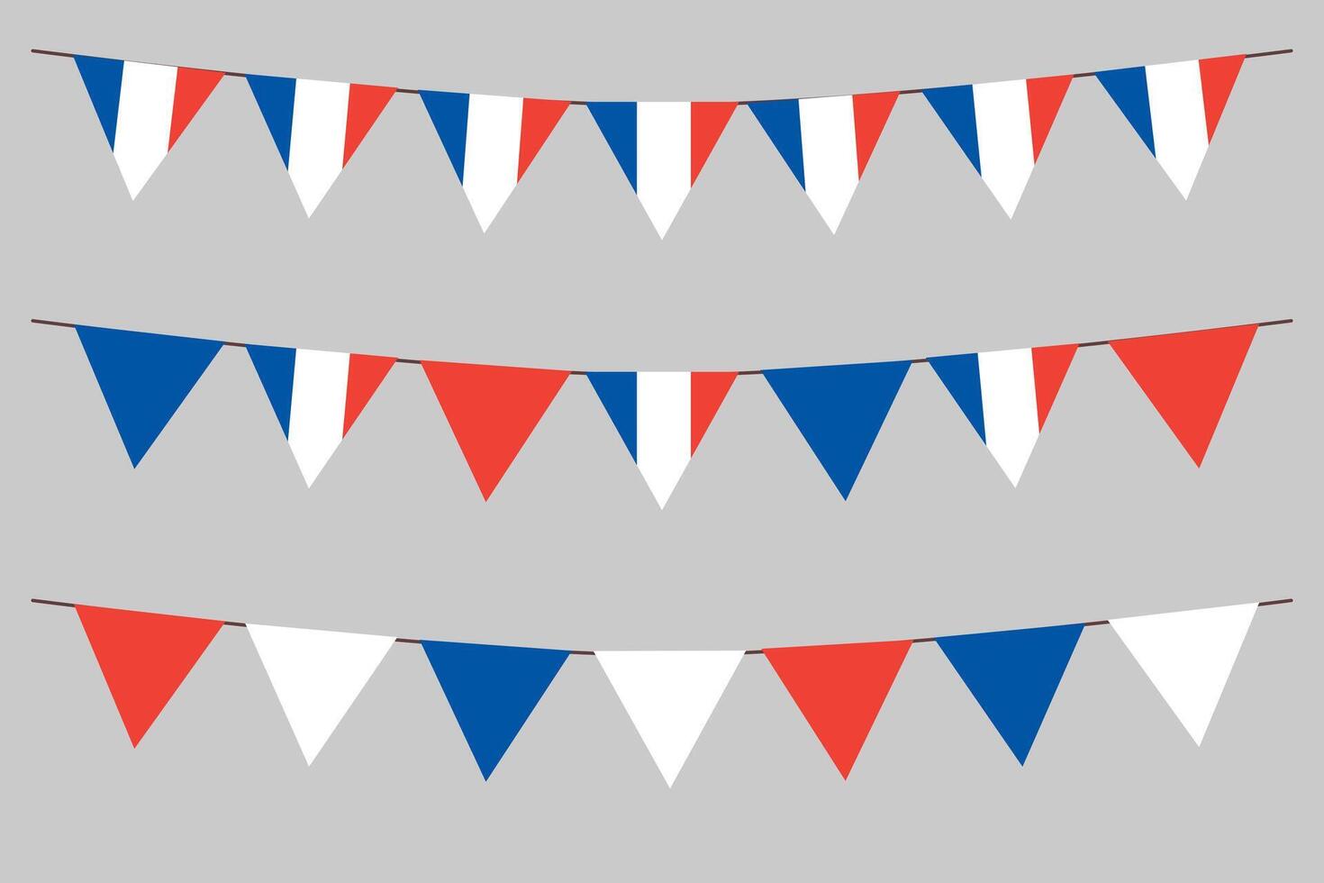 French flag bunting Eiffel background for Bastille Day. French Tricolour blue white red backdrop design illustration vector