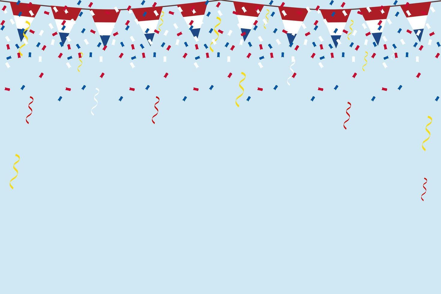 Netherlands flag bunting confetti background banner with copy space National Dutch flag festival illustration vector