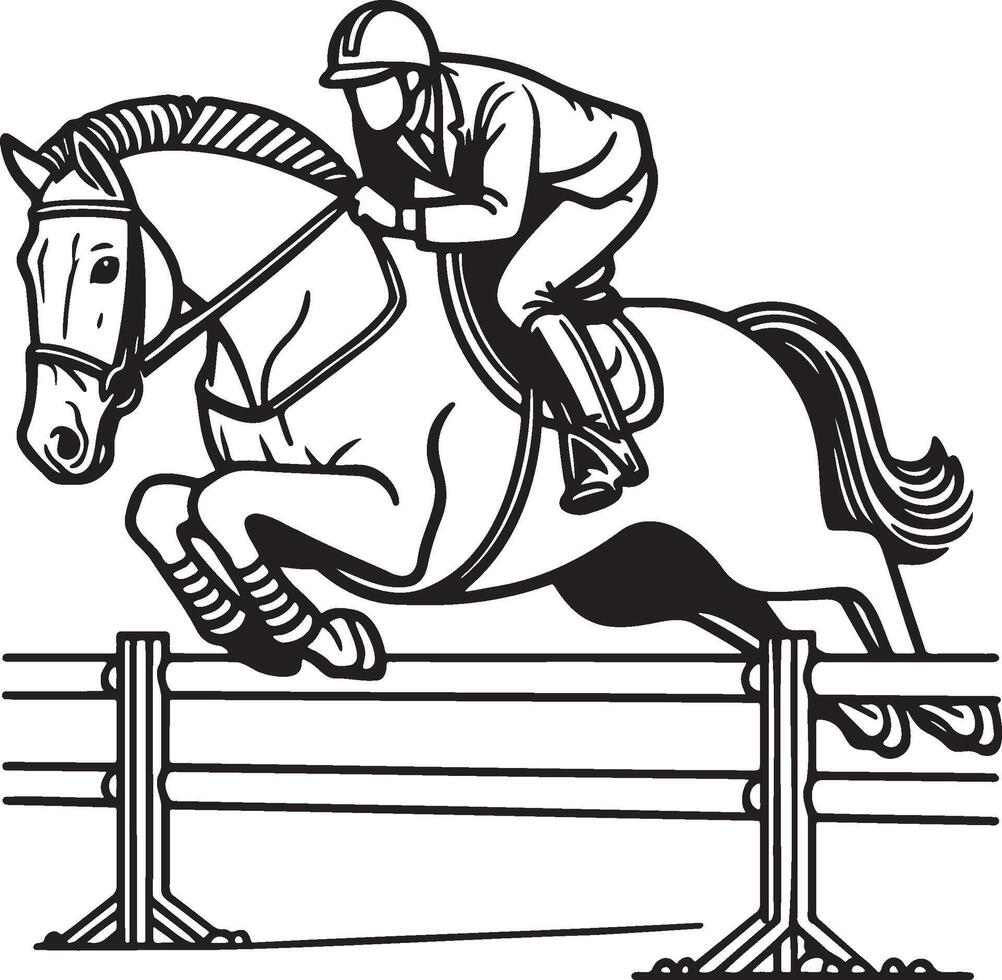 Equestrian Show Jumping Illustration. vector