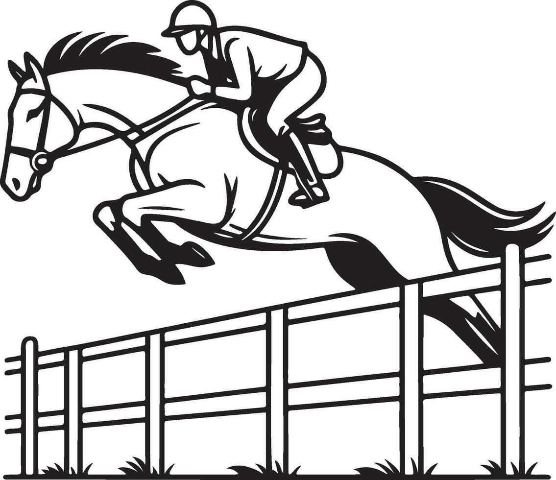 Equestrian Show Jumping Illustration. vector
