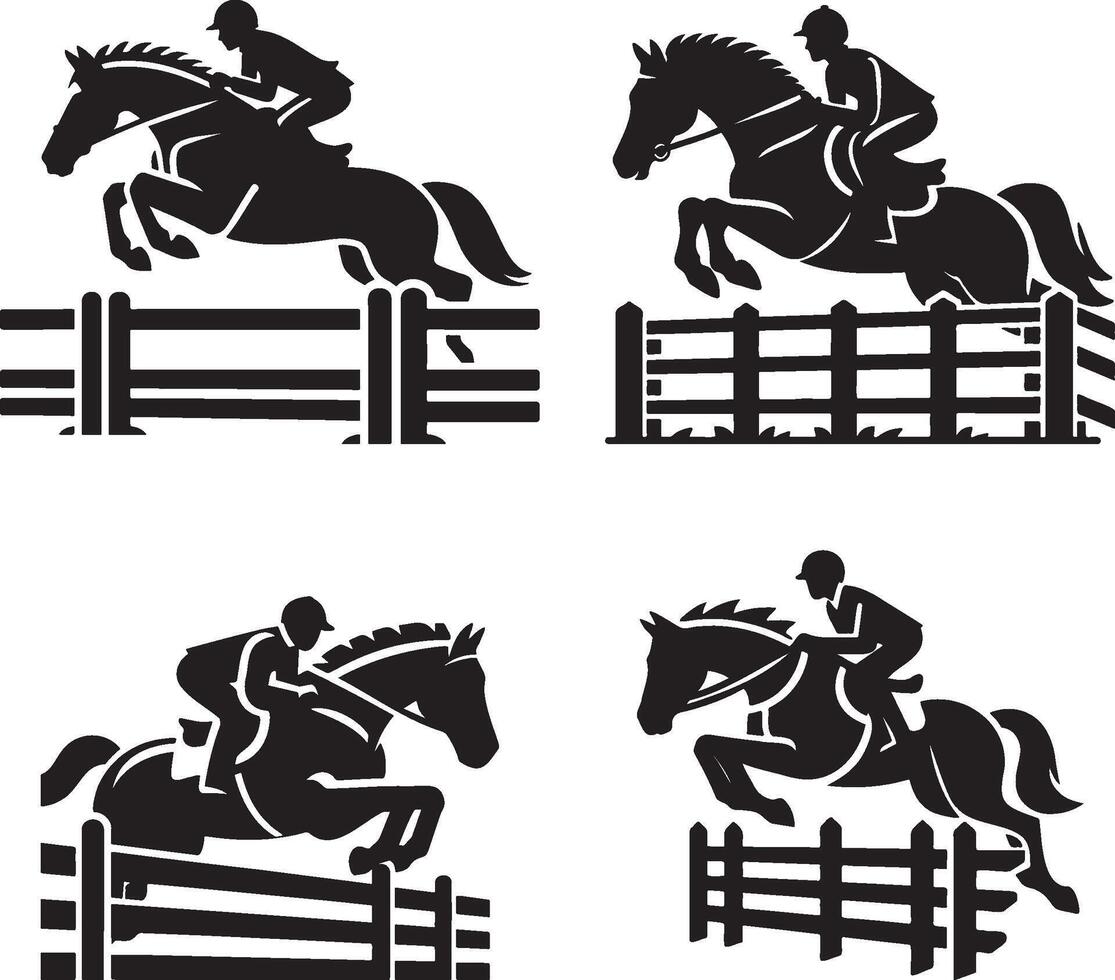 Equestrian Show Jumping Illustration. vector