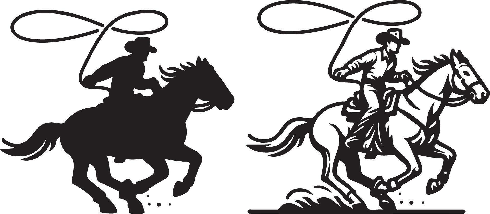 Cowboy Ride Horse Illustration. vector