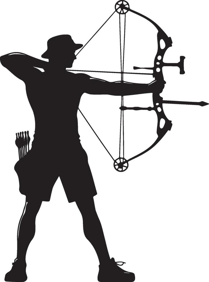 Male Archery Player Silhouette. vector