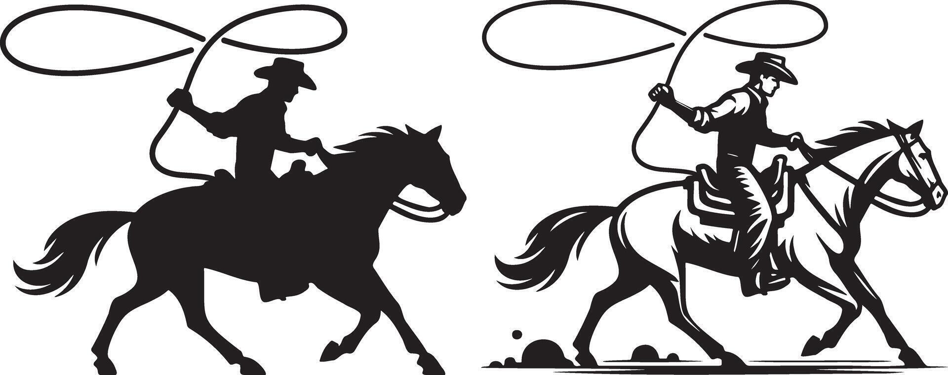 Cowboy Ride Horse Illustration. vector
