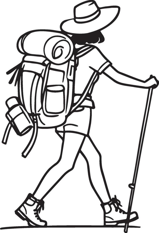 Hiker Hiking Illustration. vector