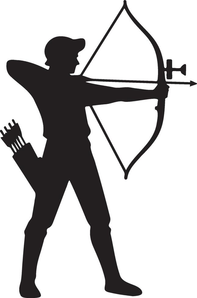 Male Archery Player Silhouette. vector