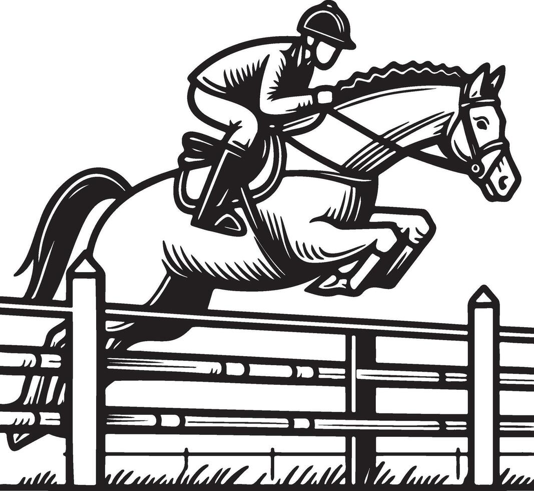 Equestrian Show Jumping Illustration. vector