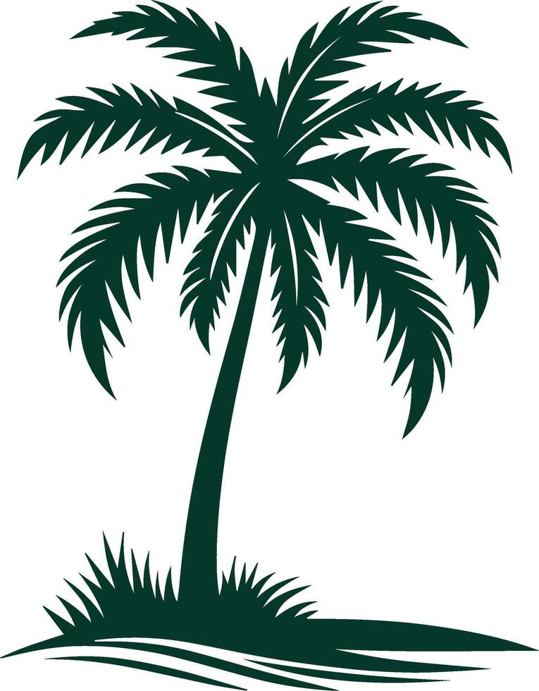 palm tree silhouette on white background vector