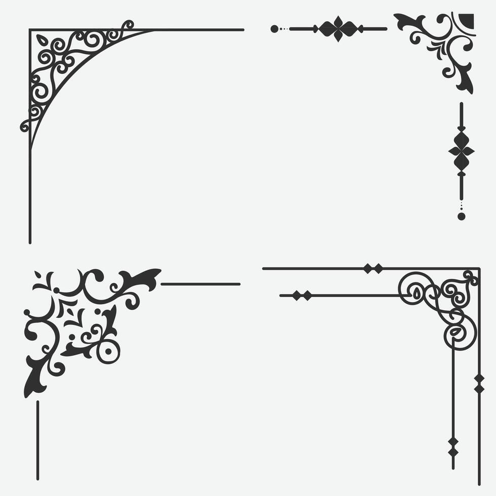 Classic frame corner design black and white vector