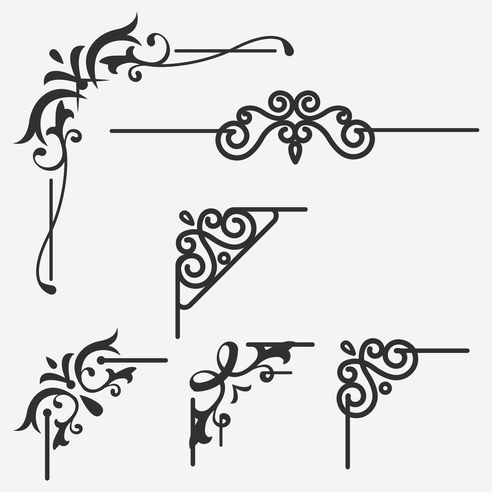 Classic frame corner design black and white vector