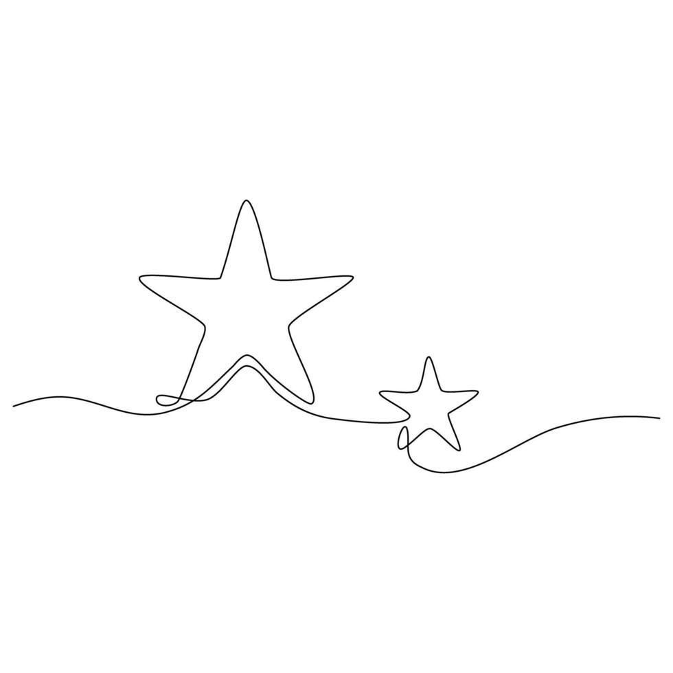 Continuous line drawing of star on white background. vector