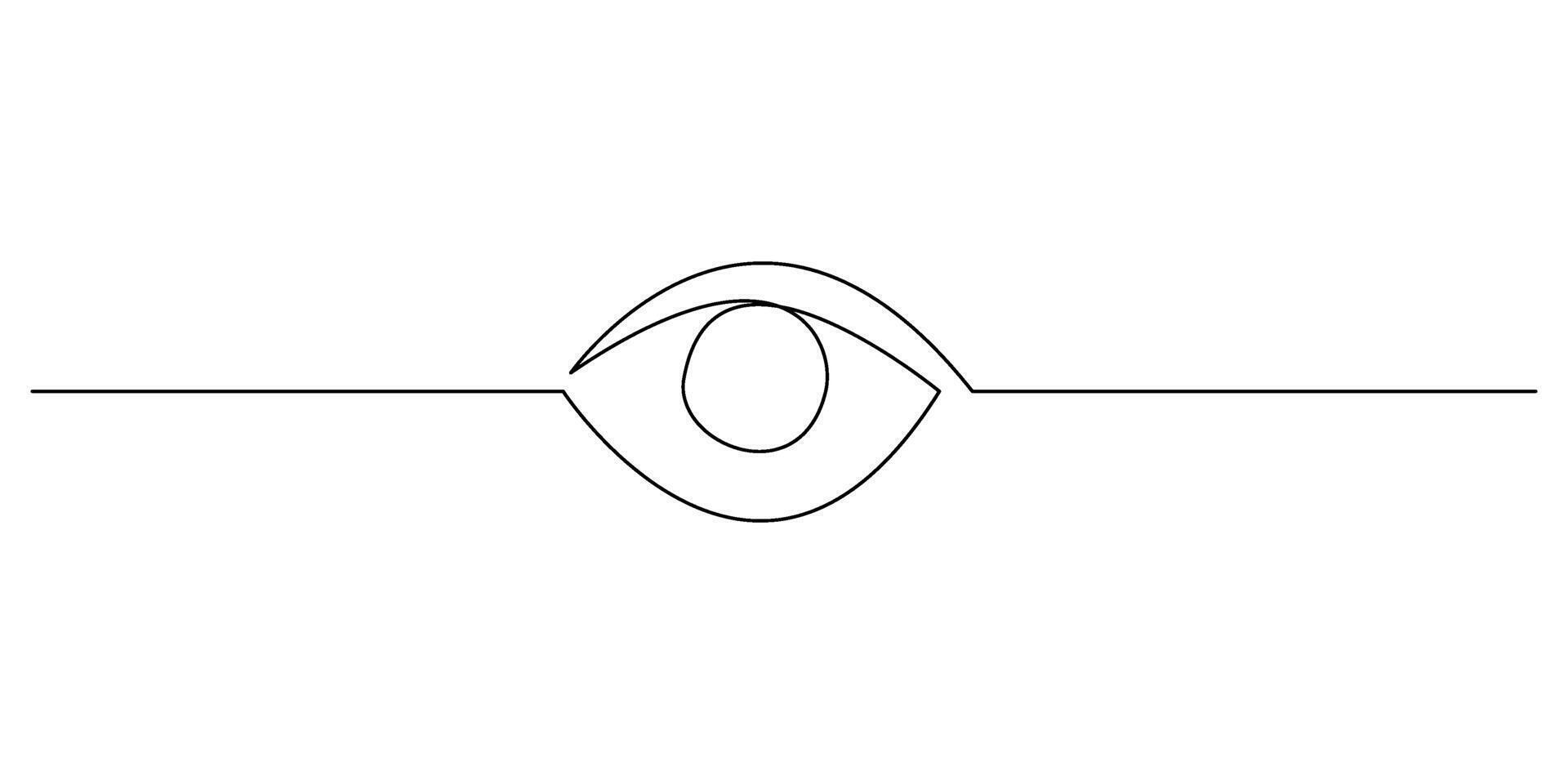 Continuous line drawing of eye on white background. vector