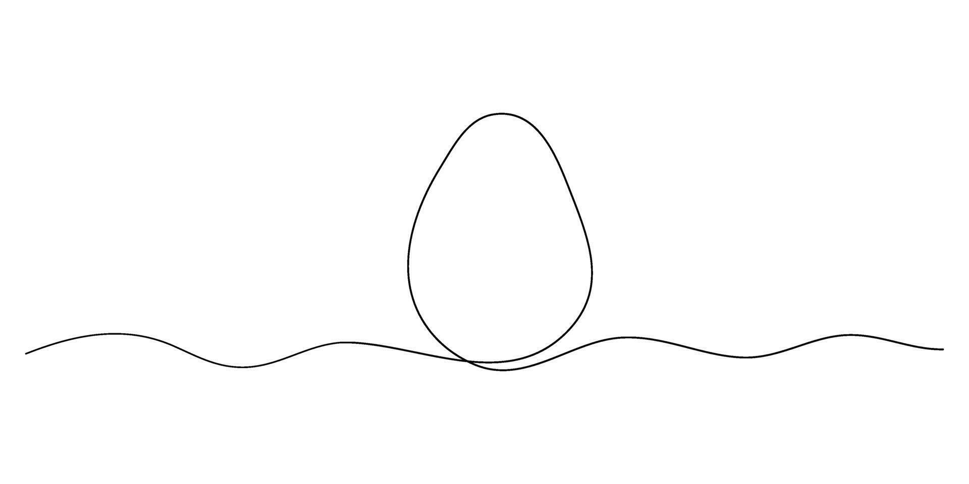 Continuous line drawing of egg on white background. vector