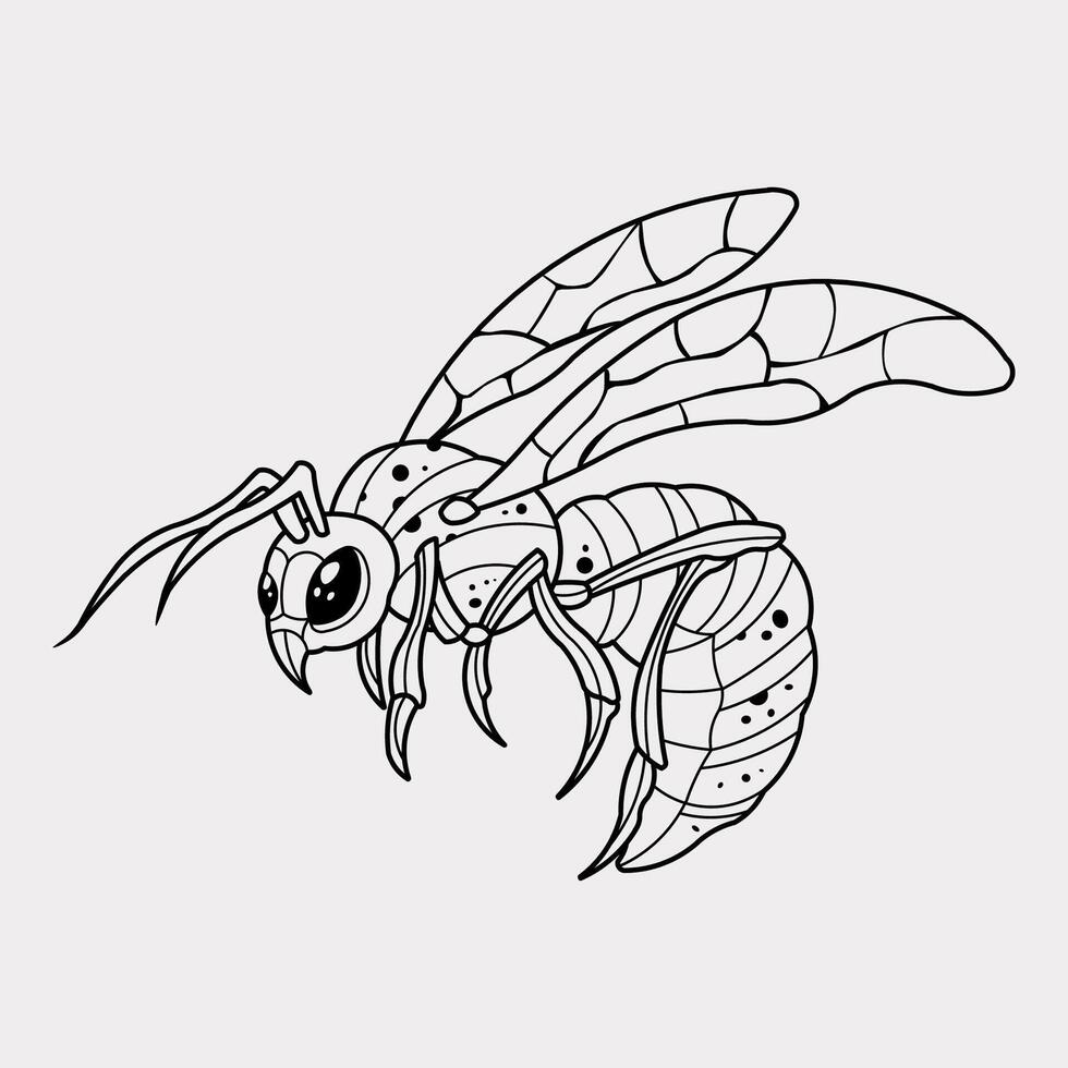Stylized line drawing drone bee vector