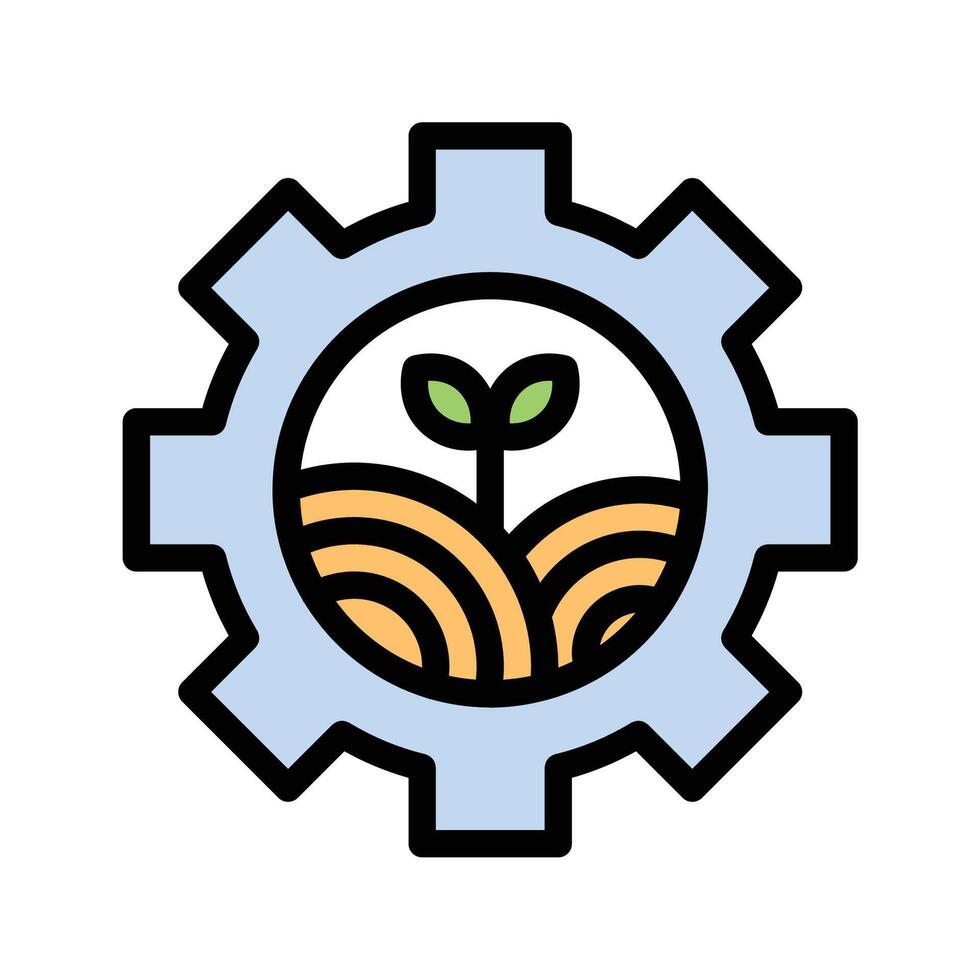 Industrial Agriculture Icon Modern Farming Design in Flat Line Color Style vector